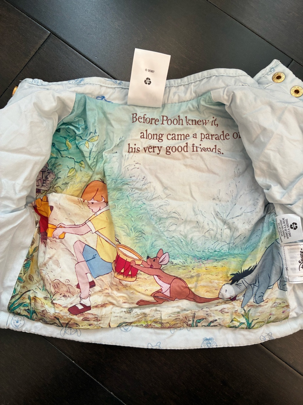 Disney Light Blue Winnie The Pooh Quilted Puffer Jacket